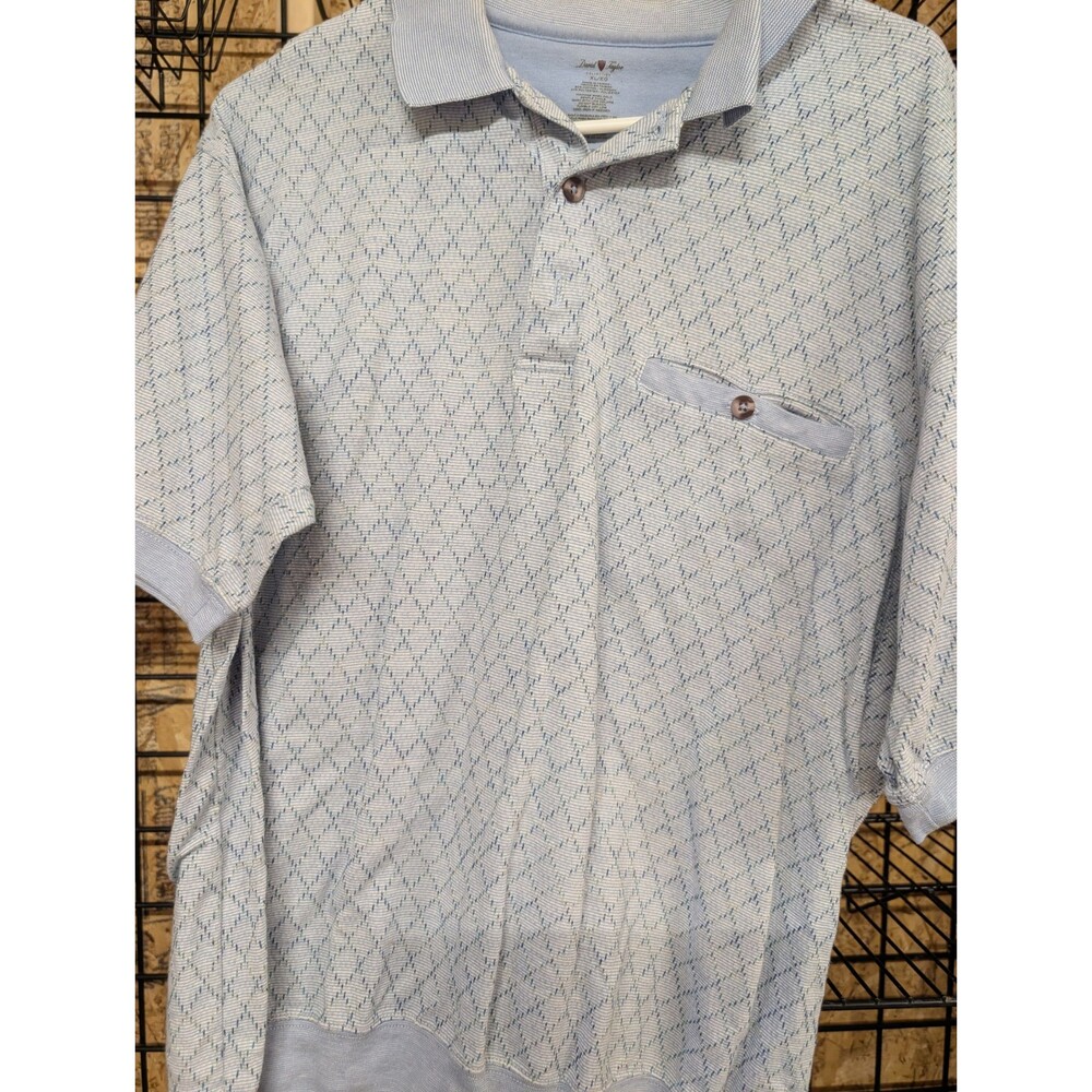 David Taylor Mens XL Polo Shirt - Blue Pattern - Free Shipping on +